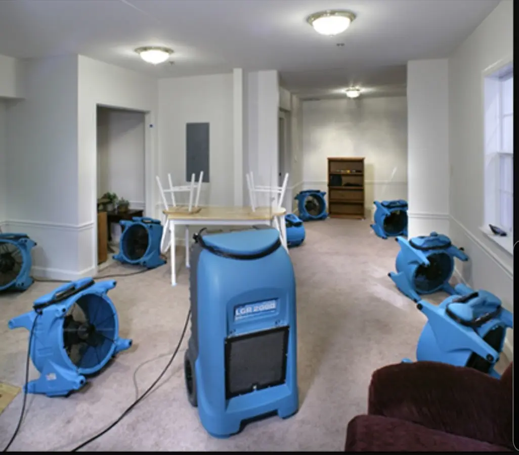 Air movers and dehumidifier setup for Water Damage Restoration in Fort Lupton